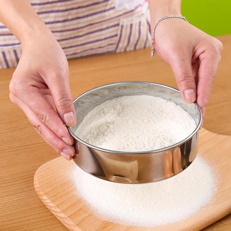 304 Stainless Steel Flour Sifter Ultra-fine 40 Mesh Filter Kitchen Mesh Flour Sieve Sifters Shakers Mesh Kitchen Bak